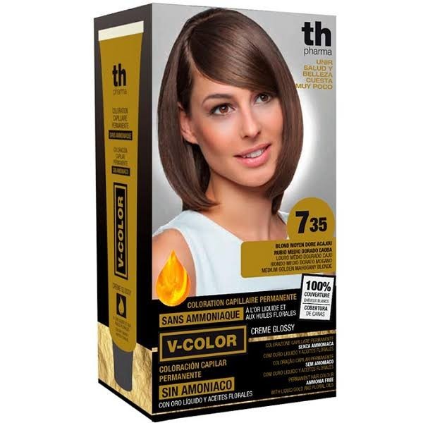 th pharma v color tinte n 735 sin amoniaco rubio medio dorado caoba