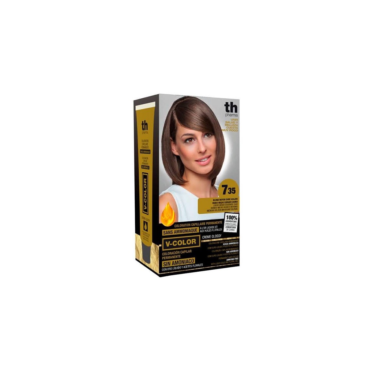 th pharma v color tinte n 735 sin amoniaco rubio medio dorado caoba
