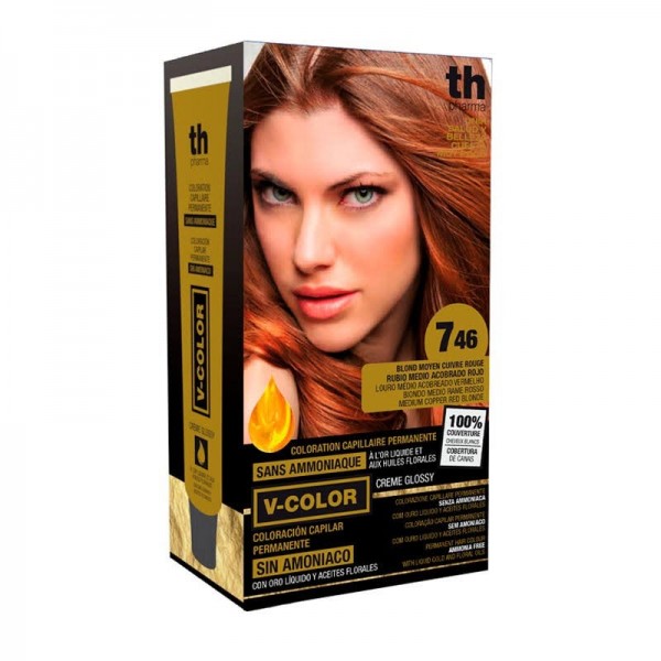 th pharma v color tinte no 746 sin amoniaco rubio medio acobrado rojo