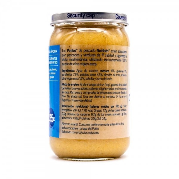 nutriben potito suprema de merluza con guisantes y zanahorias 235 g